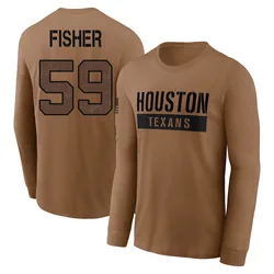 Aiden Fisher Houston Texans Youth Brown 2023 Salute To Service Long Sleeve T-Shirt