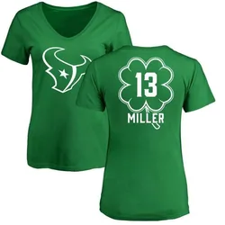 Braxton Miller Houston Texans Women's Green St. Patrick's Day Name & Number V-Neck T-Shirt