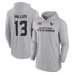 Braxton Miller Houston Texans Youth Gray 2024 Salute to Service Lightweight Performance Long Sleeve Hooded T-Shirt