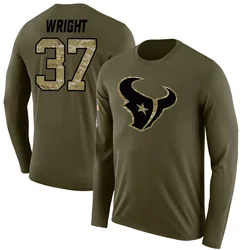 Collin Wright Houston Texans Men's Legend Olive Salute to Service Sideline Long Sleeve T-Shirt