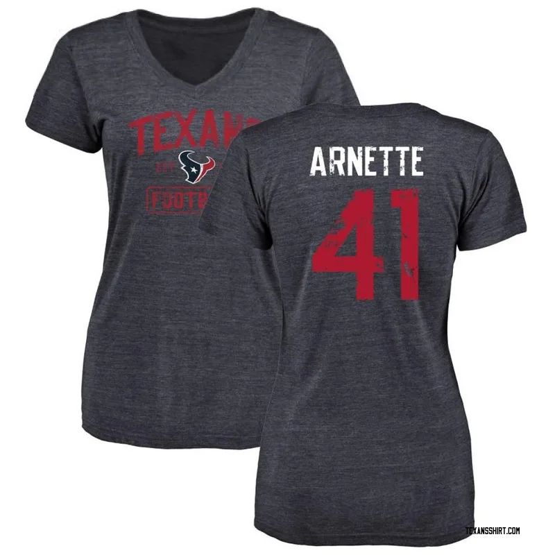 Damon Arnette Houston Texans Women's Navy Distressed Name & Number Tri-Blend V-Neck T-Shirt