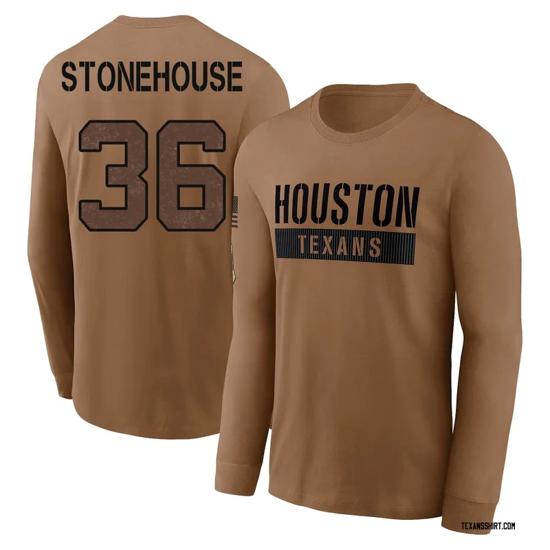 Jack Stonehouse Houston Texans Men's Brown 2023 Salute To Service Long Sleeve T-Shirt