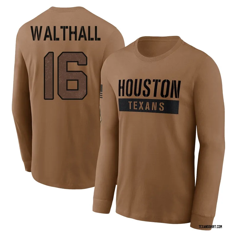 Jalen Walthall Houston Texans Men's Brown 2023 Salute To Service Long Sleeve T-Shirt