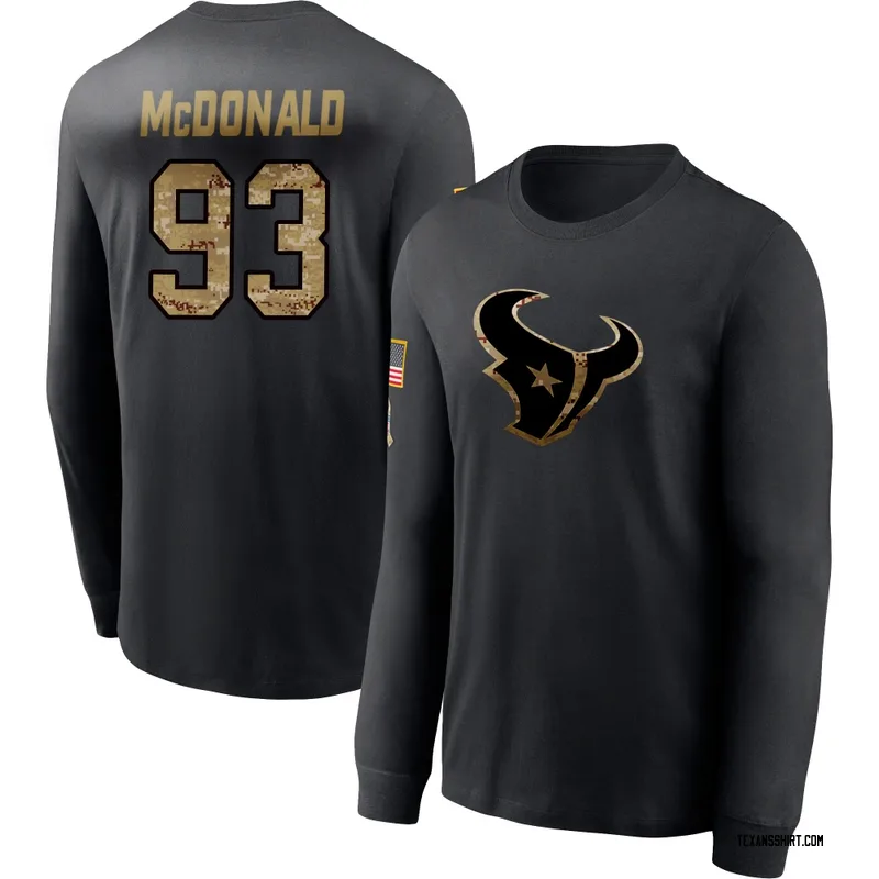 Kayden McDonald Houston Texans Men's Black 2020 Salute To Service Sideline Performance Long Sleeve T-Shirt