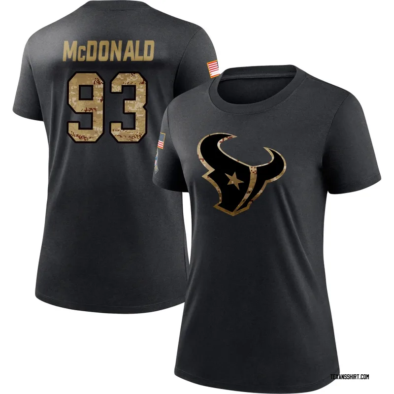 Kayden McDonald Houston Texans Women's Black 2020 Salute To Service Performance T-Shirt