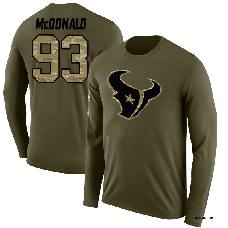 Kayden McDonald Houston Texans Youth Legend Olive Salute to Service Sideline Long Sleeve T-Shirt